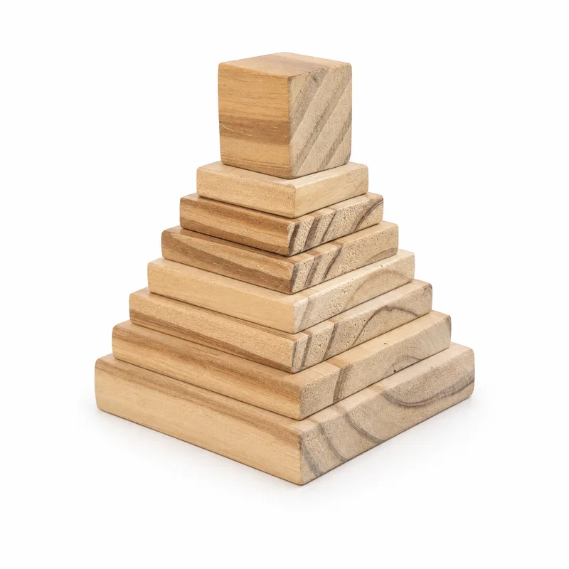 Mini torre de madera natural para apilar, 8 piezas