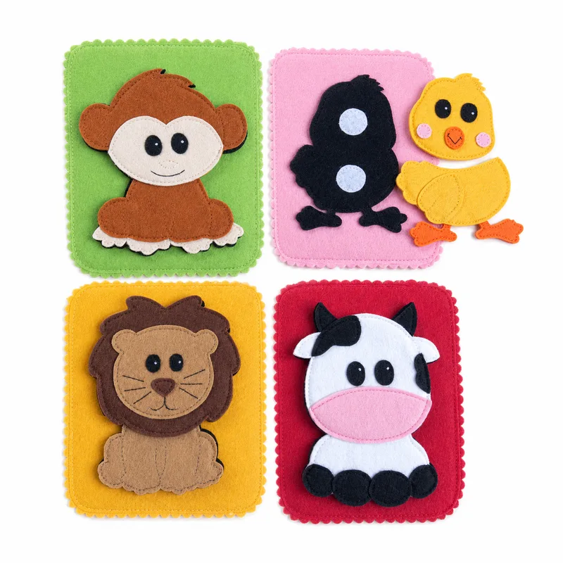 Tarjetas de fieltro con animales para pegar con velcro