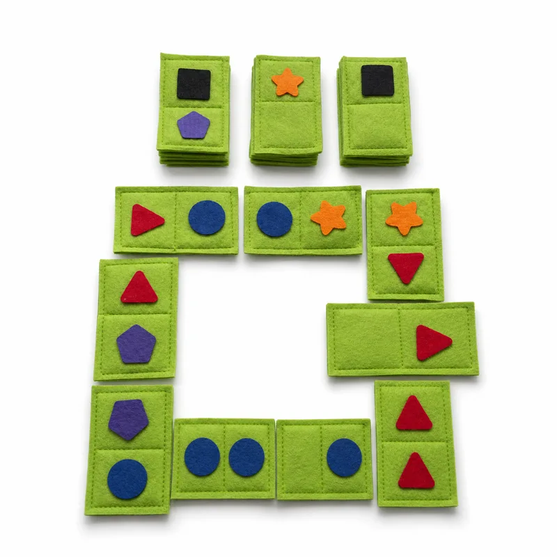 Dominó de fieltro para niños (Figuras geométricas)