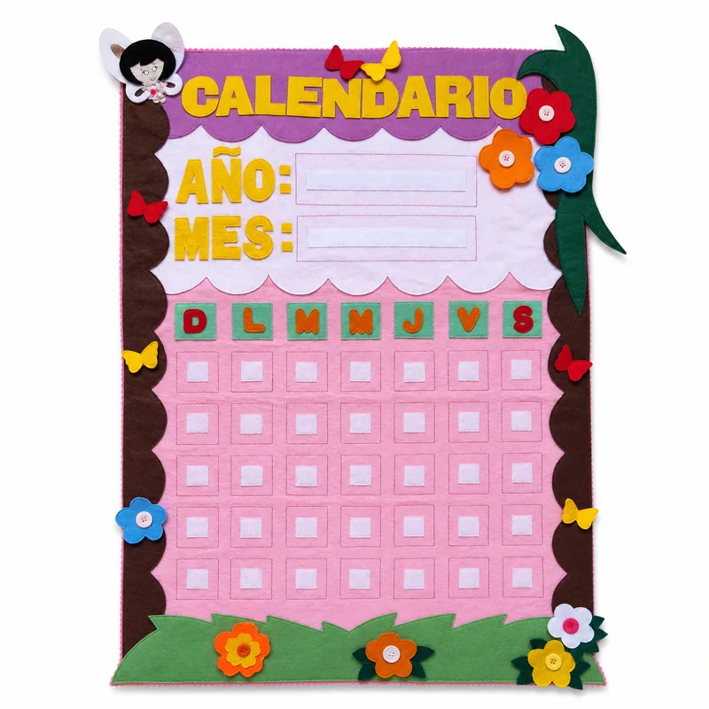 Calendario de pared de fieltro con meses y años